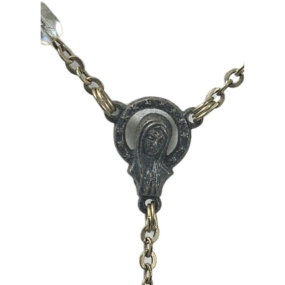 Vintage Crystal Glass Bead Catholic Rosary with Jesus Crucifix & Virgin Mary - Picture 13 of 14